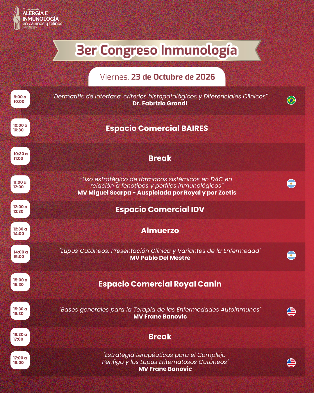 Cronograma día 3 Congreso VetAllergy